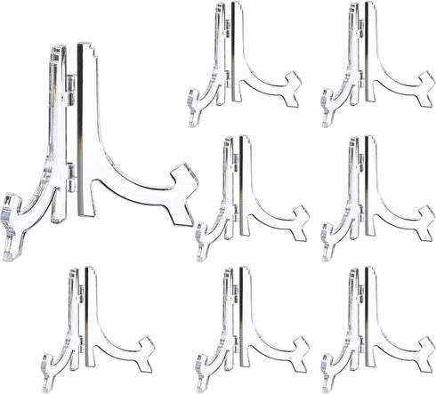 HESTYA 8 Pcs Clear Acrylic Easels Plate Stands Holders to Display Pictures or Other Items for Display Decoration (4.5 Inch)...