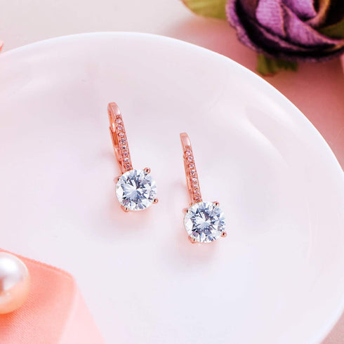 EVER FAITH 925 Sterling Silver CZ Prong Setting Gorgeous Bridal Prom Leverback Dangle Earrings...