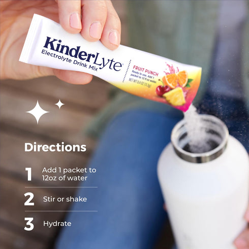 Kinderlyte Electrolyte Powder for Kids and Adults - Drink Mix Hydration Packets (Fruit Punch, 16 Count), No Artificial Sweeteners or Flavors, No S...