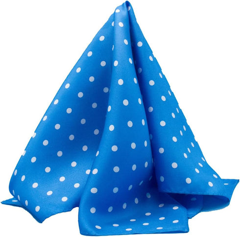 Polka Dot Pocket Square - 17" Handkerchief - 12mm Silk Twill - Royal Blue - 100% Silk...