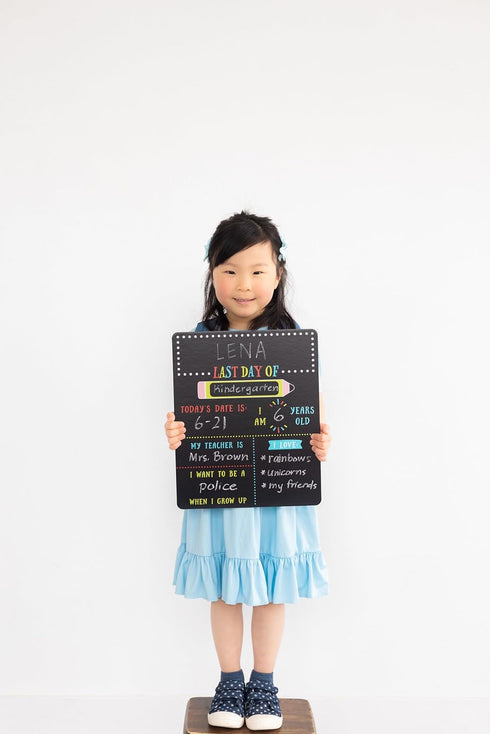 Kate & Milo First and Last Day of School Reversible Chalkboard, Reusable Photo Sharing Prop with Included Chalk, Back to School Pictures, Double S...