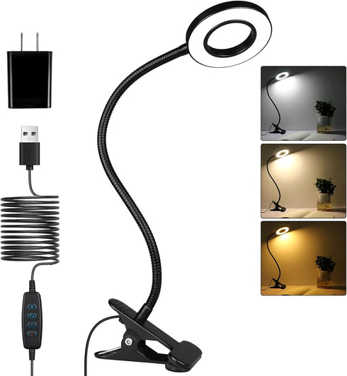 iVict Desk Light Clip on Light, 56 LEDs Desk Lamp for Home Office, 3 Modes with 10 Brightness Dimmable Reading Light, Clamp Desk Lamp for Bed Head...