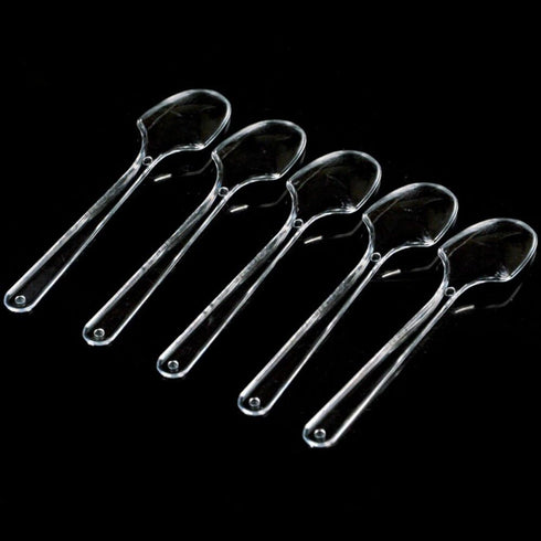 AKOAK 100 Count Disposable Mini Clear Plastic Spoons for Dessert, Appetizer, Ice Cream and Soup...