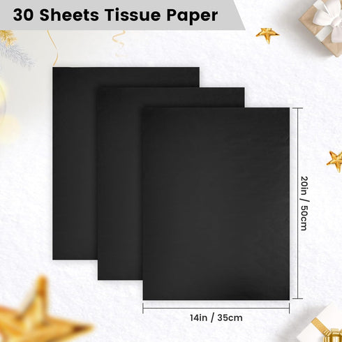 Hlonon Black Tissue Paper for Gift Bags - 30 Sheets of Black Wrapping Tissue Paper Bulk Packaging Paper for Weddings Birthday DIY Project Christma...