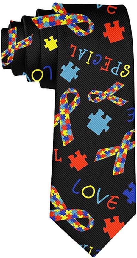 Men's Fashion tie Autism Awareness Ribbon Necktie One Size Neck Tie...