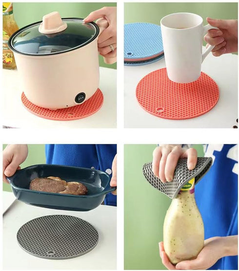 Silicone Trivet Mats for Hot Dishes, Multipurpose Trivets for Kitchens Jar Opener, Spoon Holder, Placemats, Pot Holders, Non Slip Pot Holders for ...