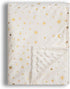 Baby Blanket for Boys Girls Soft Minky with Double Layer Dotted Backing, Star and Moon Printed 30 x 40 Inch Receiving Blanket (Beige)...