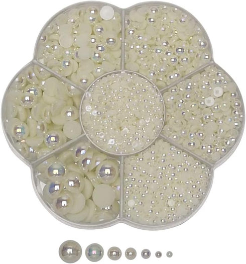 Chenkou Craft 3000PCS 1 Box Beige Round Flatback Imitation Half Pearls Bead Loose Beads Gem (Beige Half Ball)...