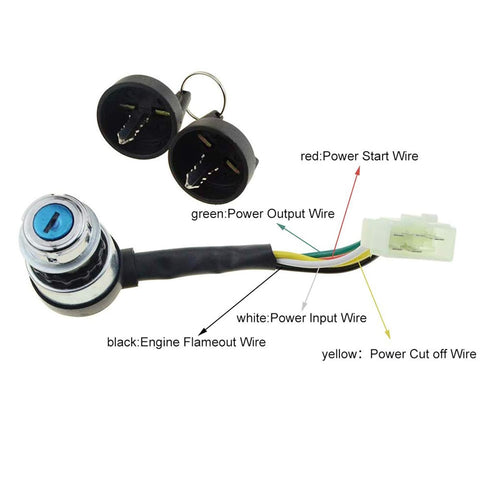 WOOSTAR 5 Pin Ignition Key Switch Replacement for 50cc 70cc 90cc 110cc 125cc 150cc 200cc 250cc Dune Buggy Go Kart ATV 4 Wheeler Quad...