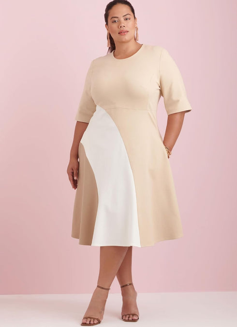 Simplicity Women's Fitted Color Block Dress Sewing Pattern Packet, Design Code S9887, Sizes 20W-22W-24W-26W-28W...