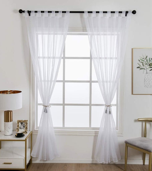 ZebraSmile 1 Panel Tab Top Voile Curtains Loop Sheer Curtains Transparent Window Drapes for Living Bedroom Divide Wedding Big Window Curtains Whit...