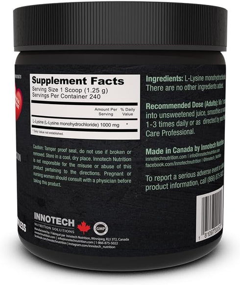 INNOTECH Nutrition L-Lysine Powder 300 g (Pure L-Lysine)...