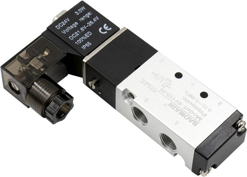 Baomain Pneumatic Solenoid Air Valve 4V110-06 DC24V 5 Way 2 Position PT1/8" Internally Piloted Acting Type Single Electrical Control...