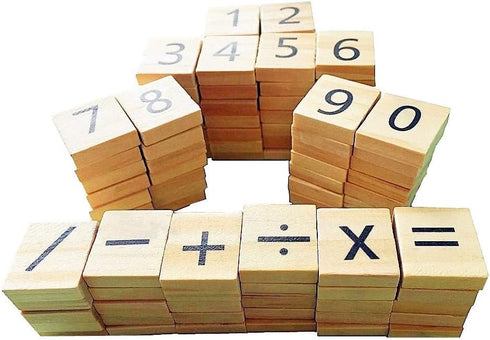 Abbaoww 100 Pcs Wooden Number Symbol Tiles for Crafts, Pendants, Spelling, Scrapbooking, Decoration...