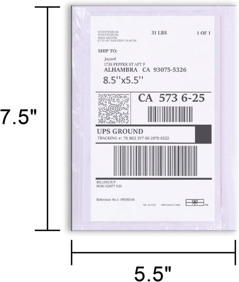 100 PCS shipping label sleeves, 7.5"x 5.5" Shipping Label Envelopes, Clear envelopes Adhesive Top Loading Packing List...