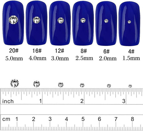 LolliBeads Resin Crystal Round Nail Art Mixed Flat Backs Acrylic Rhinestones Gems,Mix Size 1.5-5 mm, Color Light Blue (1200Pcs)...