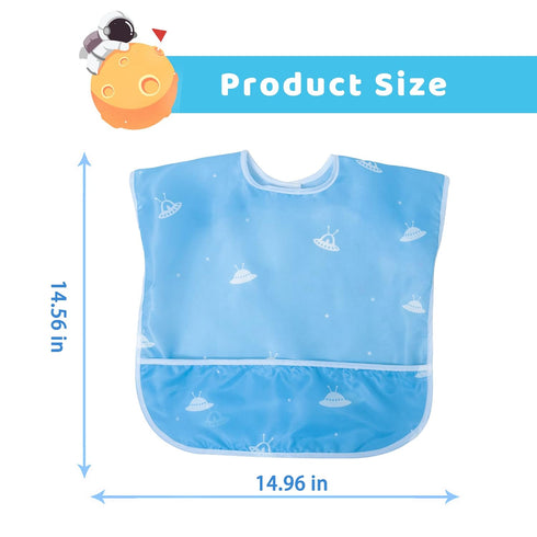 Little Dimsum Toddler Feeding Smocks Baby Waterproof Bib with Crumb Catcher Pocket Short Sleeve Adjustable Baby Bib, Pack of 2 Colors Glatic&space...