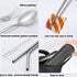 Portable Reusable Travel Utensils Silverware with Case,Travel Camping Cutlery set,Chopsticks and Straw, Flatware Cutlery Set with Case, Stainless ...