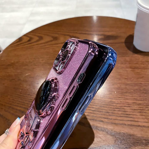Astronaut Hidden Stand Case Cover for iPhone 12,for iPhone 12 Case Pink,Astronaut Folding Bracket Kickstand iPhone Case with Camera Protector-Pink...