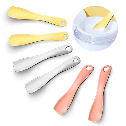 Sibba Facial Makeup Spatula Face Beauty Mask Applicator 6 Pieces Tiny Mini Gold Silver Metal Spoons Set Cosmetic Scraper Skincare Skin Cream Lotio...