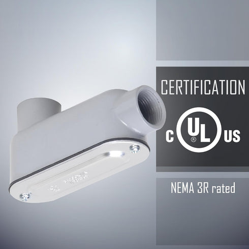 TayMac RLB100 Threaded LB Conduit Body, Die Cast Aluminum, Stamped Steel Cover, 1-Inch, Gray...