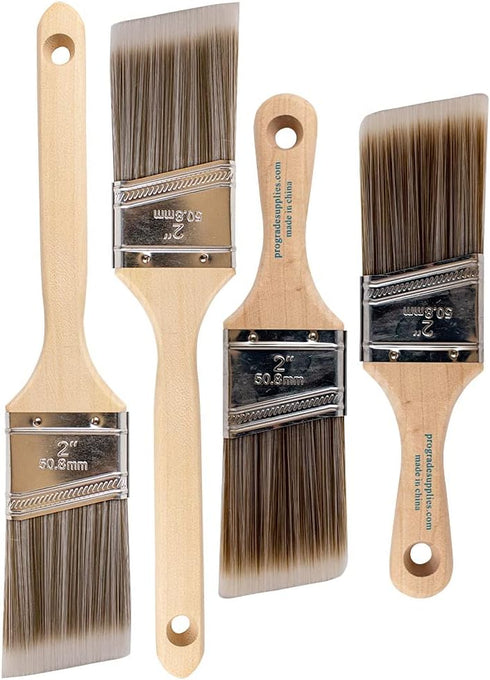 Vermeer Paint Brushes 4-Pack Angle Brushes in Assorted Sizes for All Latex and Oil Paints & Stains - Home Improvement - Interior & Exterior Use...