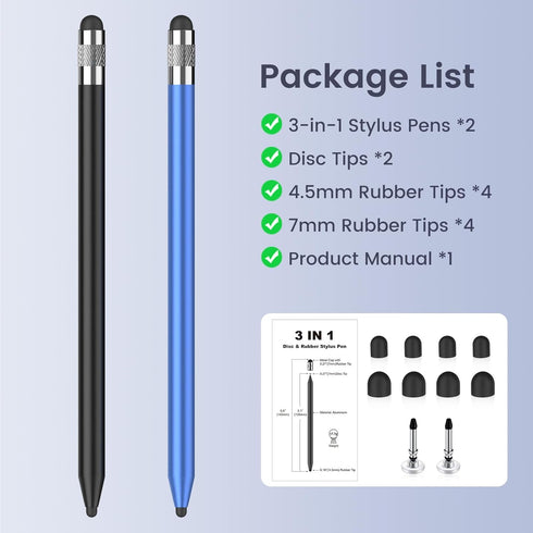 Stylus Pen for iPhone and iPad, Styluslink 3-in-1 Universal Capacitive Thin Stylus Pen for touchscreens,Compatible with Apple iPhone/iPad/Air/Mini...