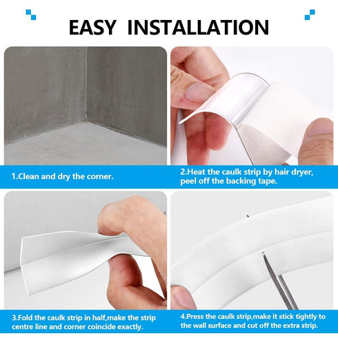 Longer length 20.5FT White Caulk Tape Waterproof Self Adhesive, PVC Self Adhesive Tub and Wall Sealing Tape Caulk Sealer,Caulk Strip,sealant Tape,...
