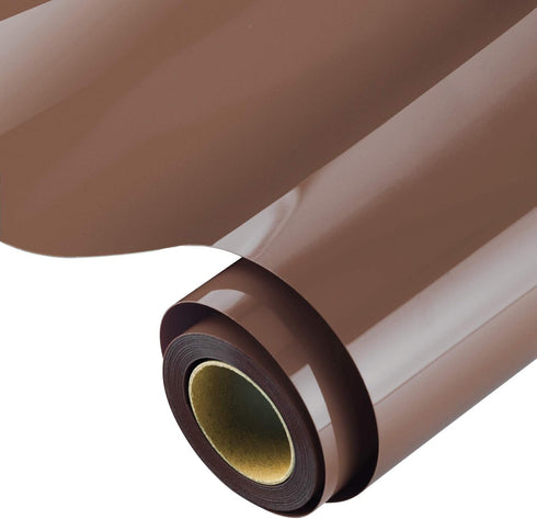 KISSWILL Brown HTV Heat Transfer Vinyl, 12" X 6 Feet PU Brown Vinyl Heat Transfer Rolls for T-Shirts, Compatible with Silhouette Cameo or Other Br...