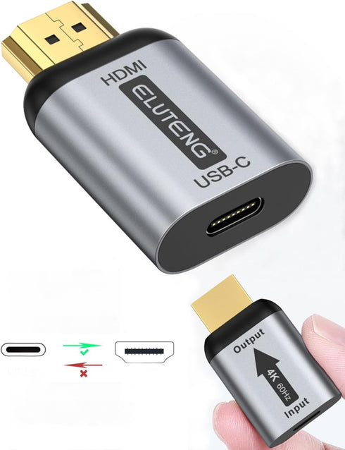 ELUTENG USB C to HDMI Adapter (Not USB to HDMI) Type C Female to HDMI Male Converter 4K@60Hz USBC/Thunderbolt 3 to HDMI 2.0 Connector...