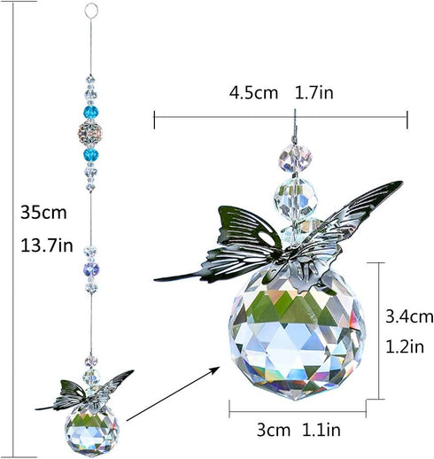WEISIPU Crystal Hanging Decorations - Hanging Ornament Crystals Butterfly Suncatchers with Clear Crystal Ball for Home, Office, Garden Decoration,...