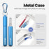 Cruise Ship Essentials,4-Pack reusable Collapsible Stainless Steel Drinking Straws with Aluminum Case,Cleaning Brush,and Keychains-Silver,Blue,Red...