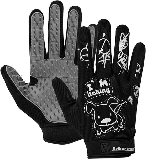 Seibertron Patented P.G.M.G-1 Pet Hair Remover/Deshedding Grooming Gloves Seven Sizes Fit All Works for Dogs, Horses, Cats and Other Animals Short...