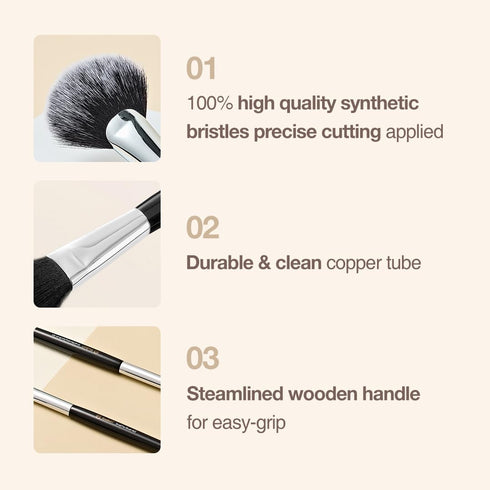 Travel Makeup Brush Set 5 Pcs| Essential Face & Eye Makeup Brush Set | Portable Makeup Brush Set for Travel | Makeup Pouch & Brush Cover Included...