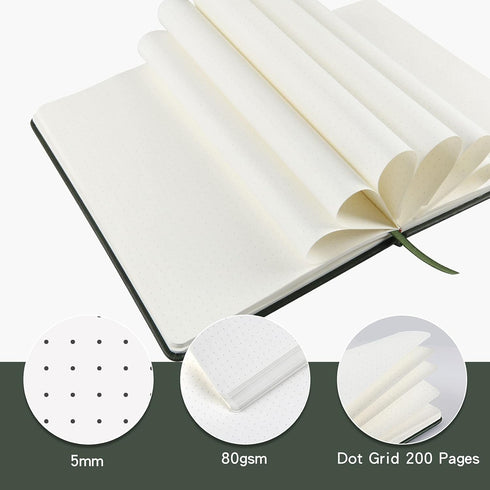 Journal notebook (A5-Dotted, Dark Green),192 Pages, Medium 5.7X8.3 inches - 80 gsm Thick Paper, Hardcover...