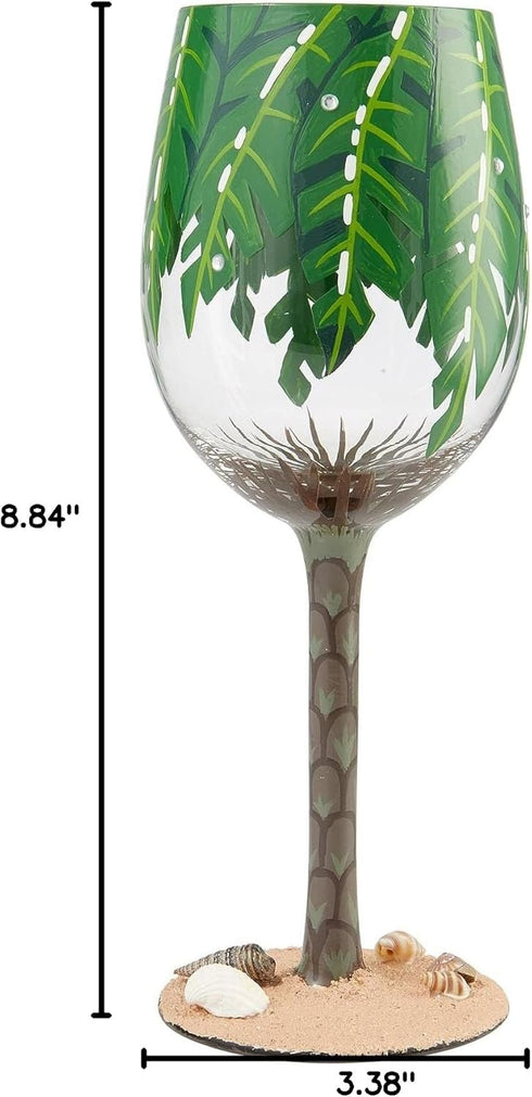 Enesco 6007485 Designs by Lolita Palm Tree Artisan Wine Glass, 15 Ounce, Multicolor...