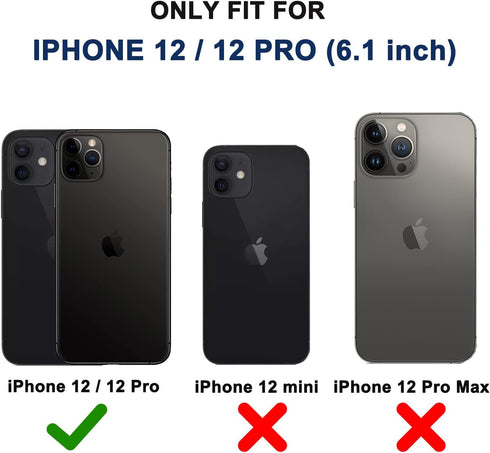 for iPhone 12 Case, iPhone 12 Pro Case with Belt Clip Holster, 2X Screen Protector, Heavy Duty Military Grade Full Body Shockproof Rugged Protecti...
