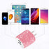 USB Wall Charger Bling 5V/2.4A 24W Dual Port Fast Charger Plug Cell Phone Block Adapter Pink for iPhone Android Samsung iPad Tablet etc.......
