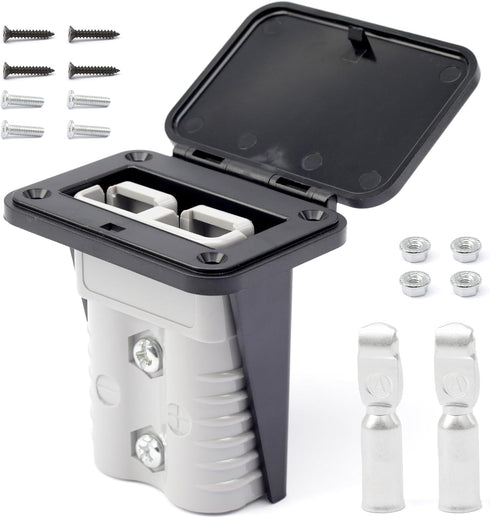 175A Plug Mounting Panel with Dust Cover Compatible with Anderson SB175 Series Connectors Flush Mount Recessed Plate, 175Amp Socket Panel 12-24V D...