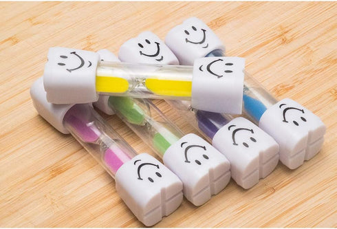 Dadam 2 Minute Sand Timer Set of 5 - Smiley Sand Timers Set for Brushing Children's Teeth - 5 Color Colorful Hourglass Timer - Easy to Use for Kid...
