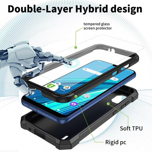 Case for Cricket Debut S2 / Att Calypso 4 Phone Case with Screen Protector (Tempered Glass),Slim TPU Rugged Corners Bumper Cover for Men Women- Sk...