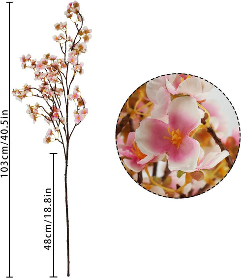 Uieke Silk Cherry Blossom Branches, 40.5in Artificial Cherry Blossom Flowers Long Stems Fake Flowers Vase Arrangements for Wedding Home Japanese D...