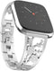 Stainless Steel Bands Compatible with Fitbit Versa 2/Versa Lite/Versa for Women, Luxurious Bling Bracelet with Rhinestone Metal Wristbands, Silver...