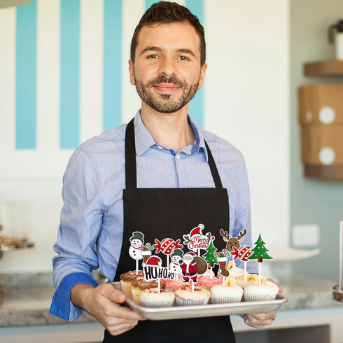 Amosfun 72PCS Christmas Cupcake Toppers,11x5cm Cake Decoration Santa Claus Tree Snowman Sock Candy Theme Party Cake Toppers Picks Christmas Decora...