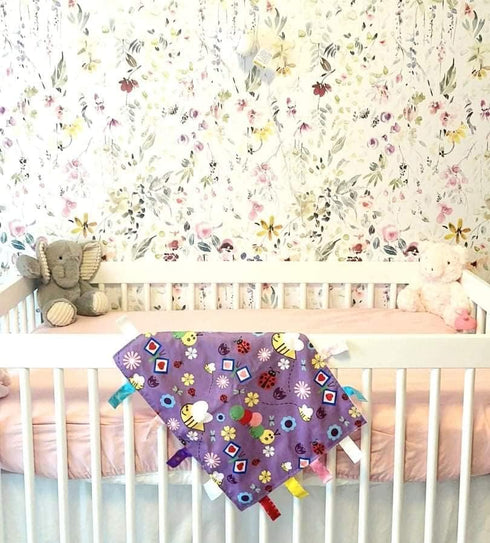 Lovey Sensory Tag Toy Garden Flowers Butterflies Blanket...