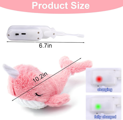 Mity rain 2 in 1 Interactive Dog Toys, Fish Dog Toy to Keep Them Busy, Plush Squeaky Dog Toys, Rechargeable Wiggly Pink Pet Toys for Small Medium ...