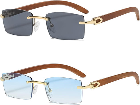 Heptagram Rectangle Fashion Rimless Sunglasses for Women Men Gangster 90s Frameless Shades Retro Vintage Trendy Eyewear...