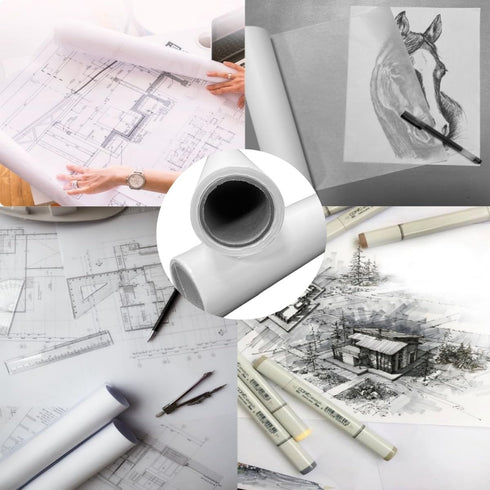 Tracing Paper Roll 12 Inch x 20 Yards White Trace Paper Translucent Pattern Paper for Drawing Sewing...