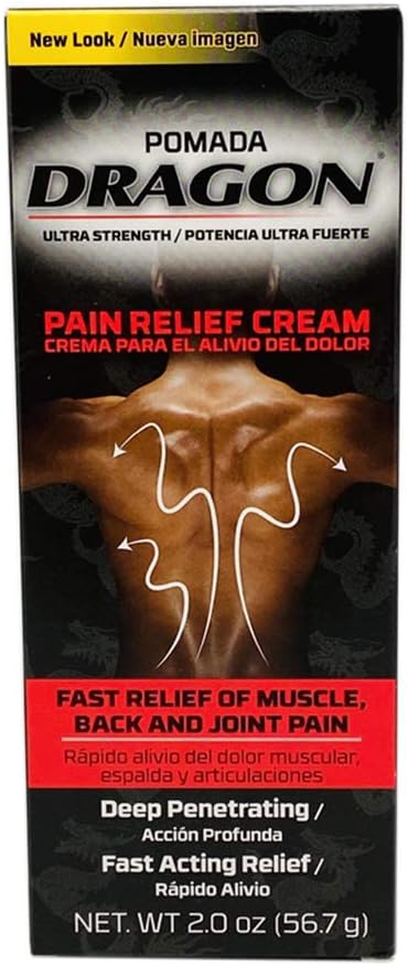Pomada Dragon. Pain Relief Cream. Fast Acting. Analgesic for Muscles and Joints Associated with Simple Backache, Arthritis, Strains, Bruises, and ...