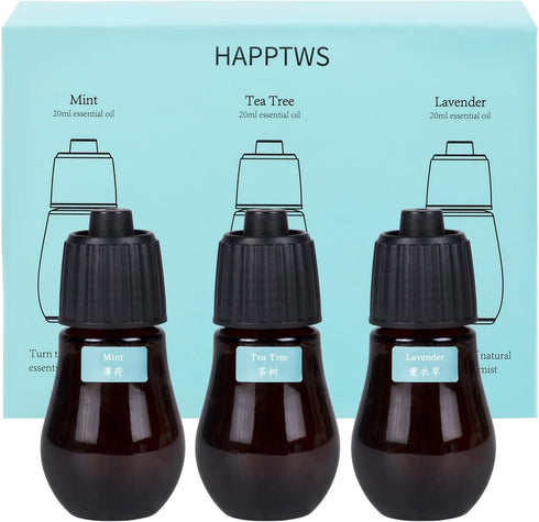 3-Pack Essential Oil Kit - Diffuser Oil Use to HAPPTWS Waterless Diffuser Mint/Tea Tree/Lavender...